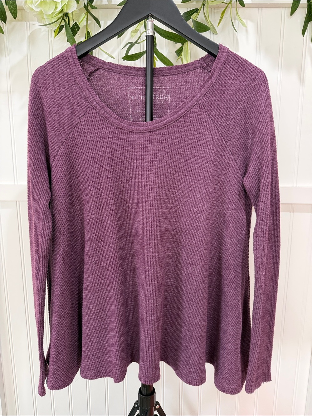 #888 WE THE FREE Purple Waffle-Knit Long Sleeve Thermal Top